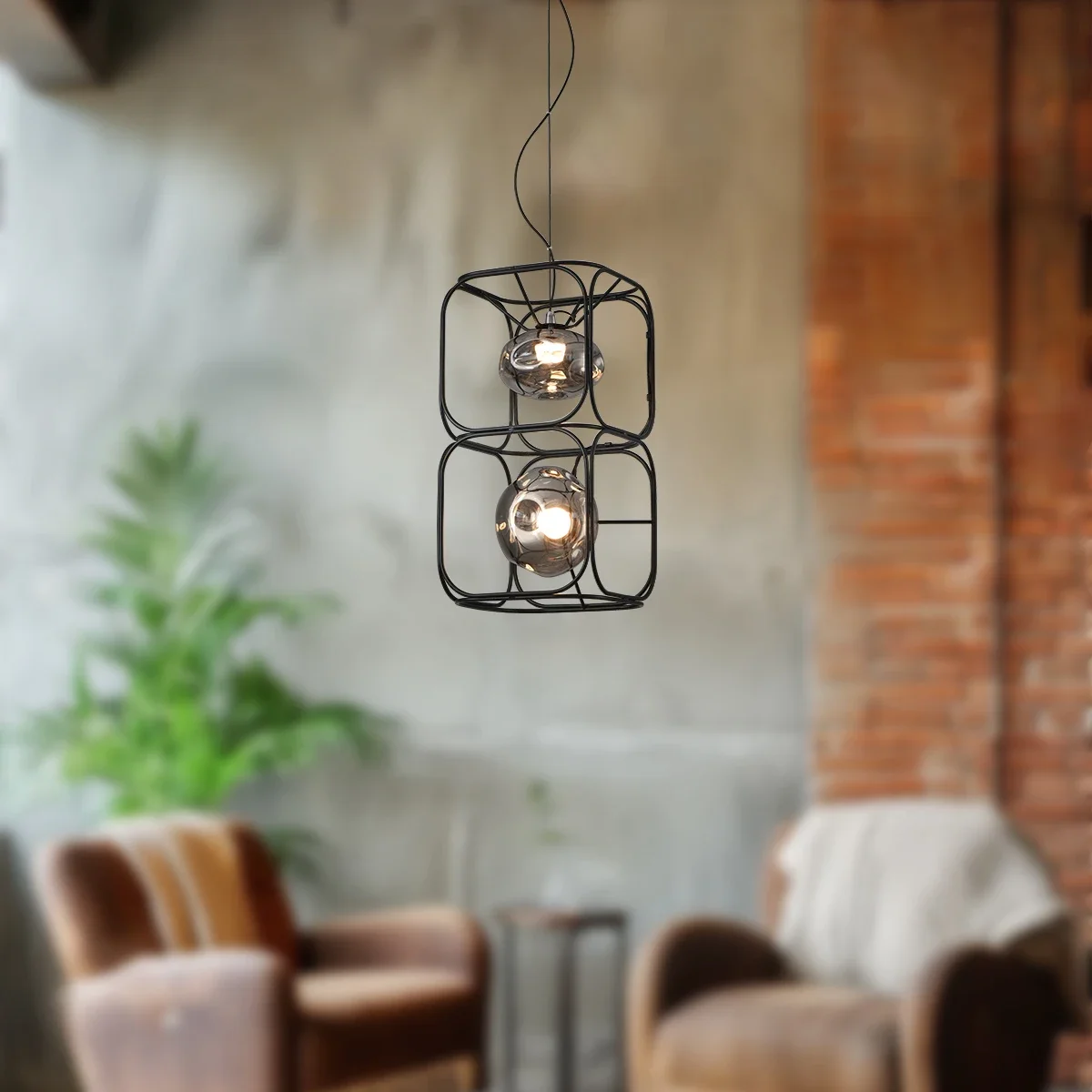 Geometric Lamp Shade - Żyrandol LED w stylu retro Czarna