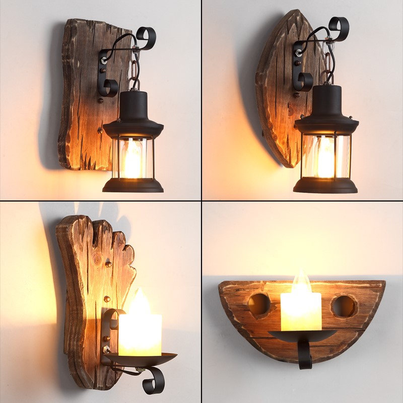 Lighting Decoration On Wall - Drewniana lampa ścienna do salonu Drewniane