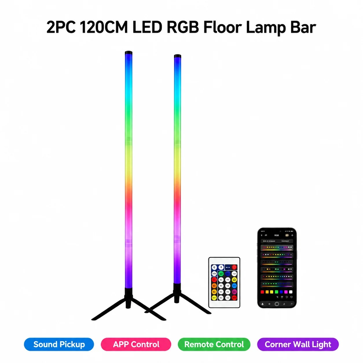 Decor Lighting Floor Lamps - 2 sztuki narożnych lamp podłogowych LED