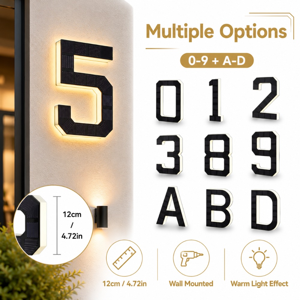 Decor Lighting Address - Solarna tabliczka z numerem domu LED,