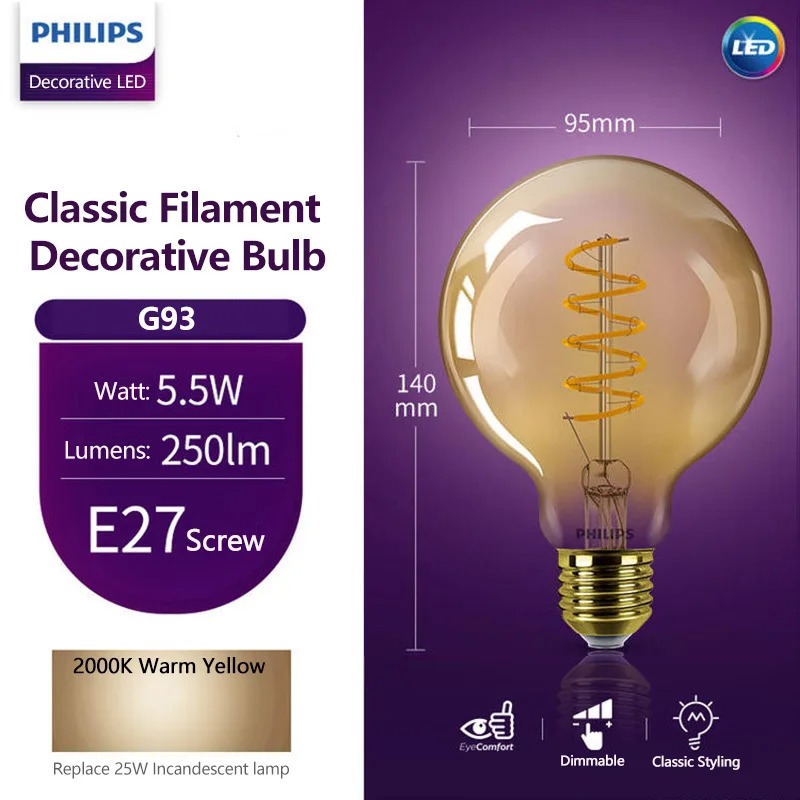 Philips Bulb Led Classic - Lampa LED Philips G93 Classic Filament